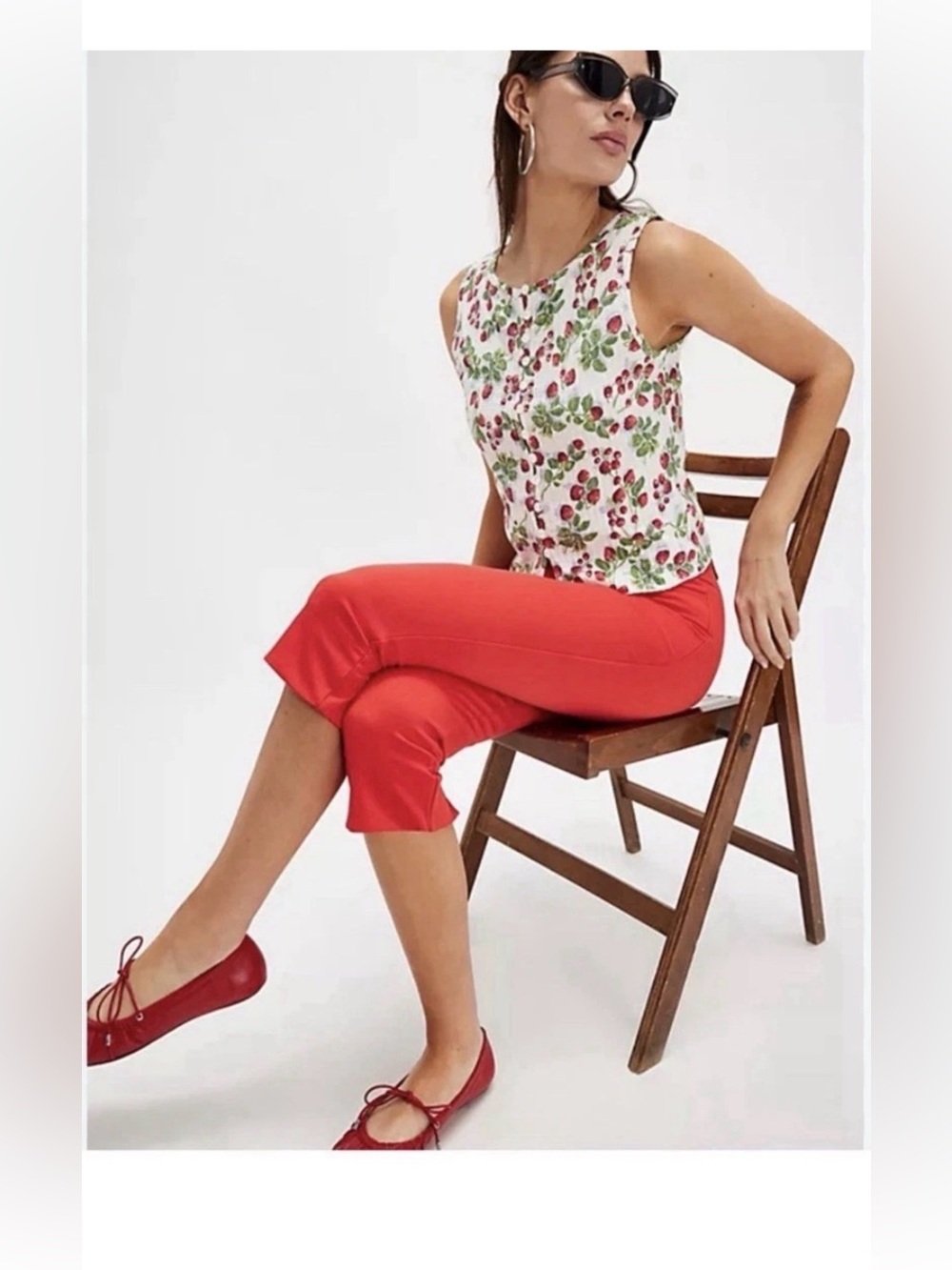 Free People Bette Super Slim Poppy Red Women’s Pants Size 4 NWT